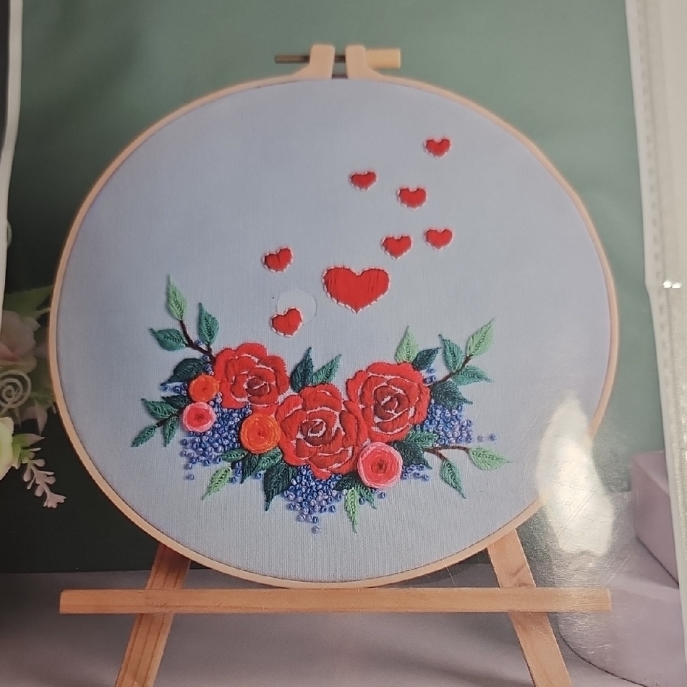 Floral Heart Embroidery Hoop Art